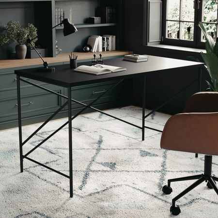 Martha Stewart Maddox Home Office Parsons Desk in Black Wood Grain w/Oil Rubbed Bronze Metal X-Frame XU-DK-4-BK-MS